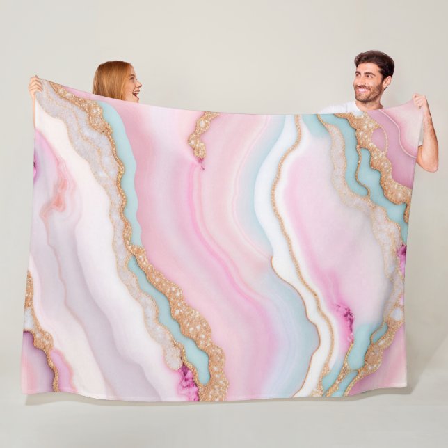 Couverture Polaire Porte rose clair Marbre Collection tendance (En situation)