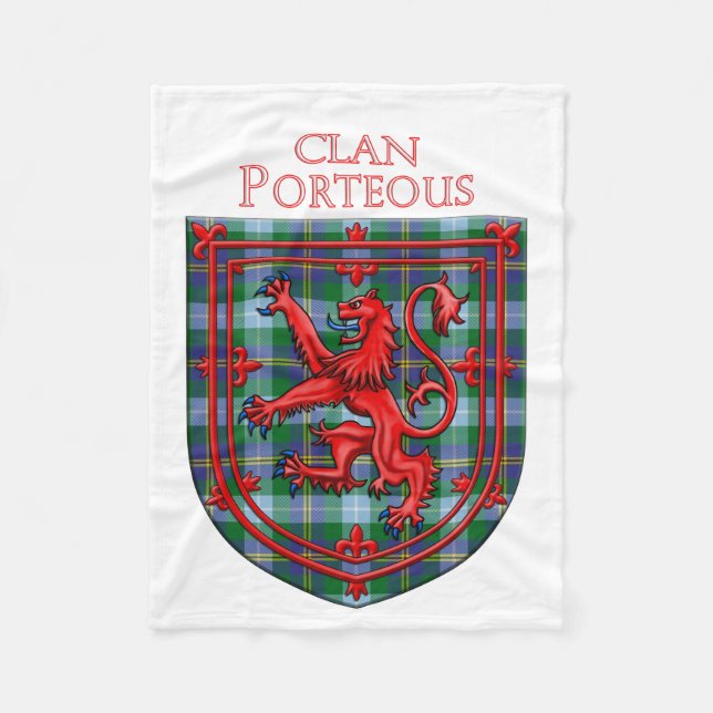 Couverture Polaire Porteous Tartan Scottish Plaid Lion Rampant (Devant)