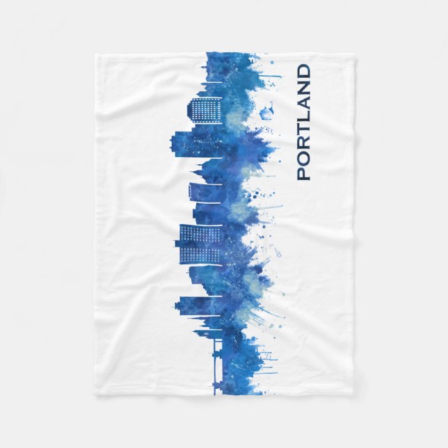 Couverture Polaire Portland Maine Skyline Blue (Devant)