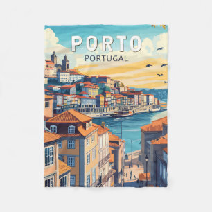 Couverture Polaire Porto Portugal Travel Art Vintage