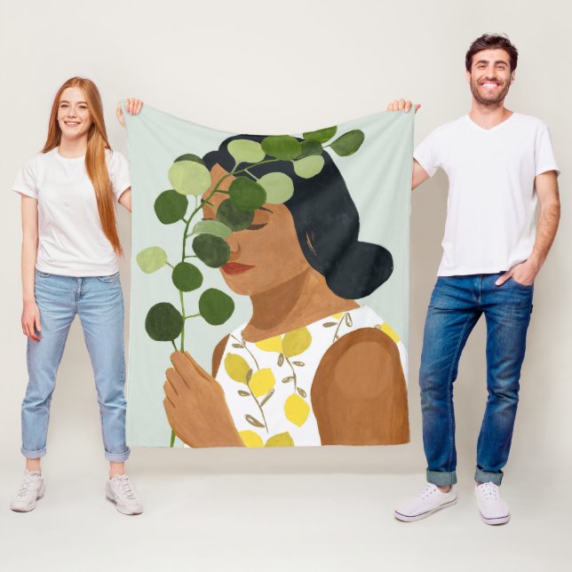 Couverture Polaire Portrait de botanique - femme avec la verdure (En situation)