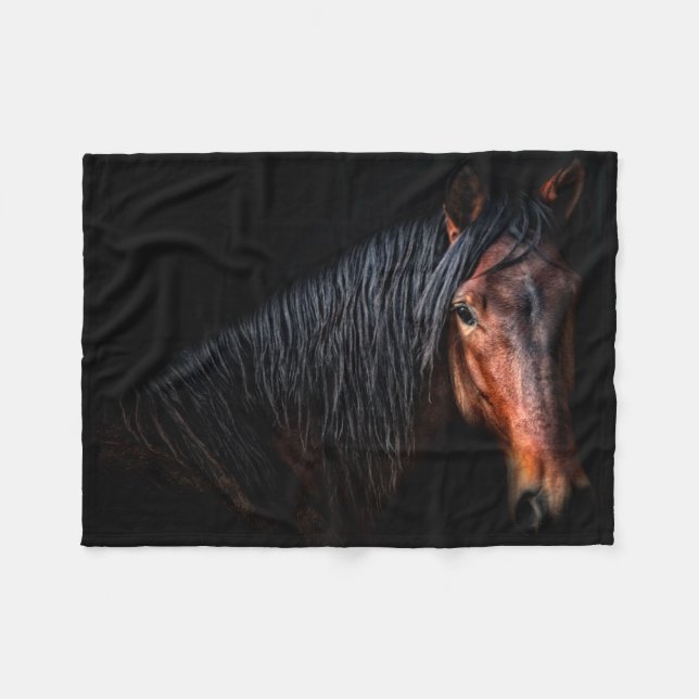 Couverture Polaire Portrait de cheval VII (Devant (Horizontal))
