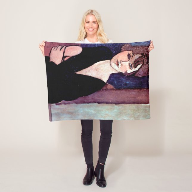 Couverture Polaire Portrait de femme, Modigliani (En situation)