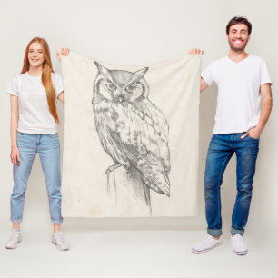 Couverture Polaire Portrait de hibou - Croquis