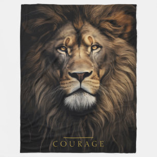 Couverture Polaire Portrait de lion Courage
