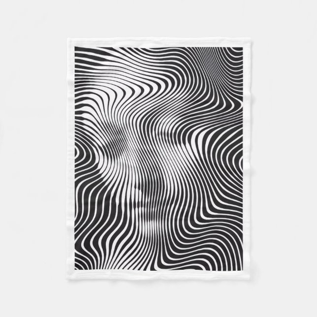 Couverture Polaire Portrait de vague d'illusion optique abstrait Blan (Devant)