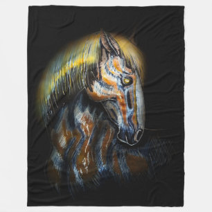 Couverture Polaire Portrait d'un cheval d'étalon fractalius