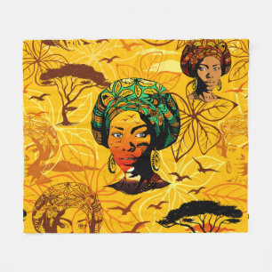 Couverture Polaire Portrait féminin africain avec coucher de soleil