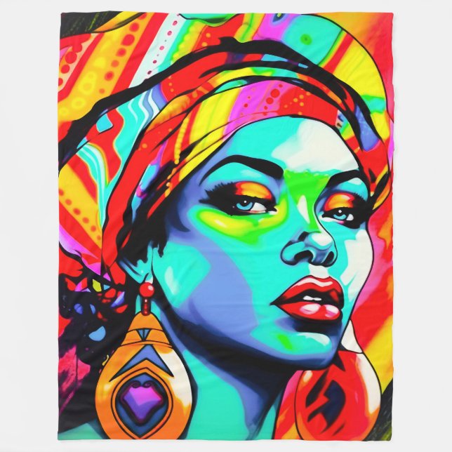 Couverture Polaire Portrait Pop Art (Devant)