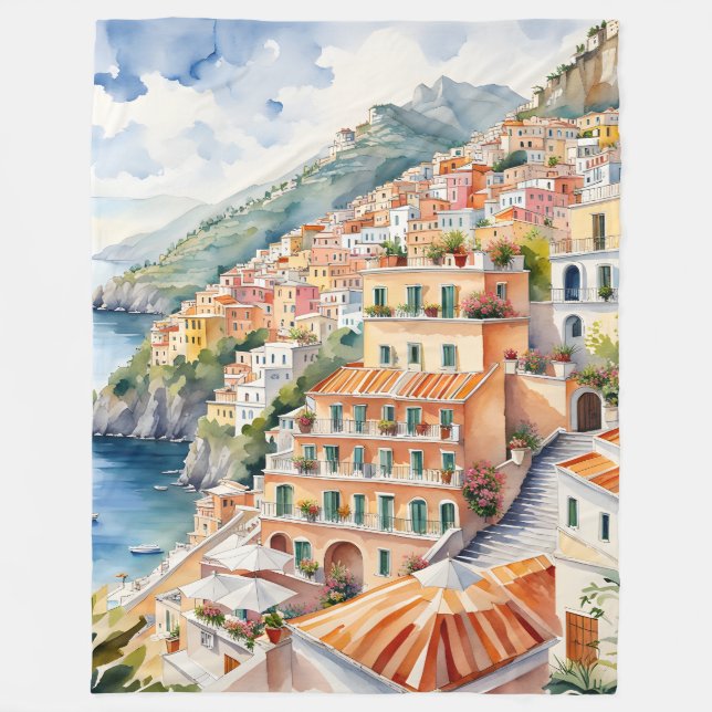 Couverture Polaire Positano : Le charme de l'aquarelle sur la côte am (Devant)