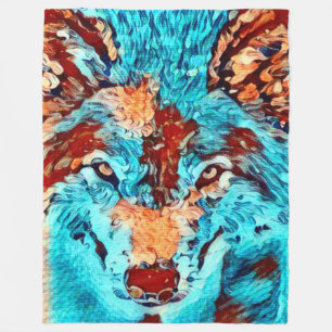 Couverture Polaire Post impressionnisme Wild Wolf Art spirituel