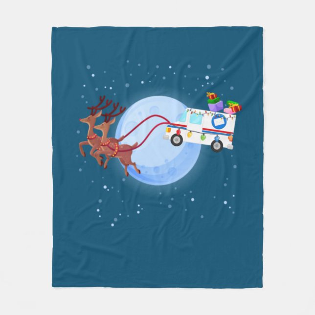Couverture Polaire Postal Worker Christmas Mail Truck Funny Mailman (Devant)