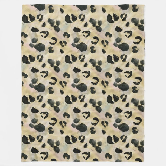 Couverture Polaire Poster de animal Cheetah Noir, Or (Devant)
