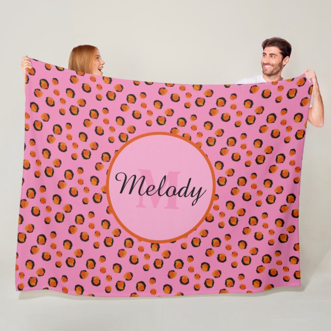 Couverture Polaire poster de animal de cheetah rose vif Monogram (En situation)
