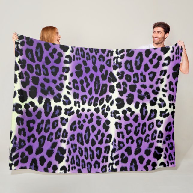 Couverture Polaire Poster de animal Leopard mignon et violet (En situation)