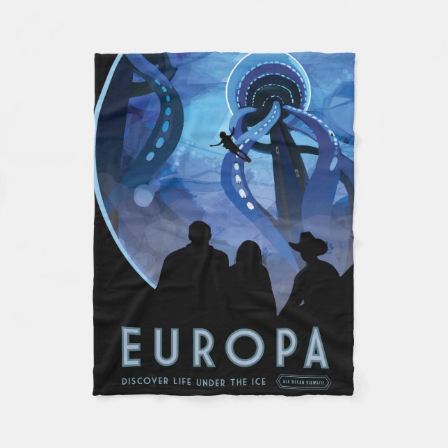 Couverture Polaire Poster de voyage Retro Space - Jupiter's Moon Euro (Devant)
