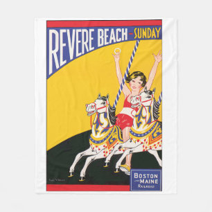 Couverture Polaire Poster du Carrousel de la plage vintage Revere Nos