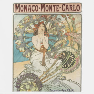 Couverture Polaire Poster Mont-Carlo vintage par Alphonse Mucha