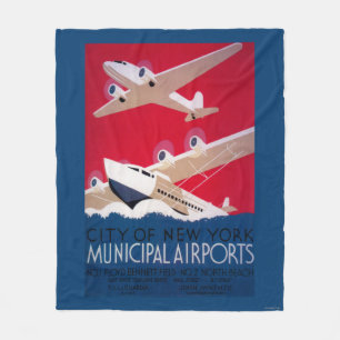 Couverture Polaire Poster vintage municipal d'aéroport de New York