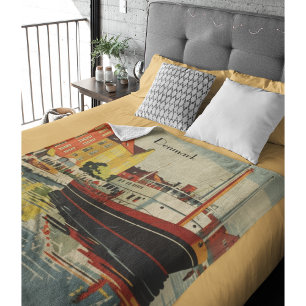 Couverture Polaire Poster Vintage voyage Danemark personnalisable