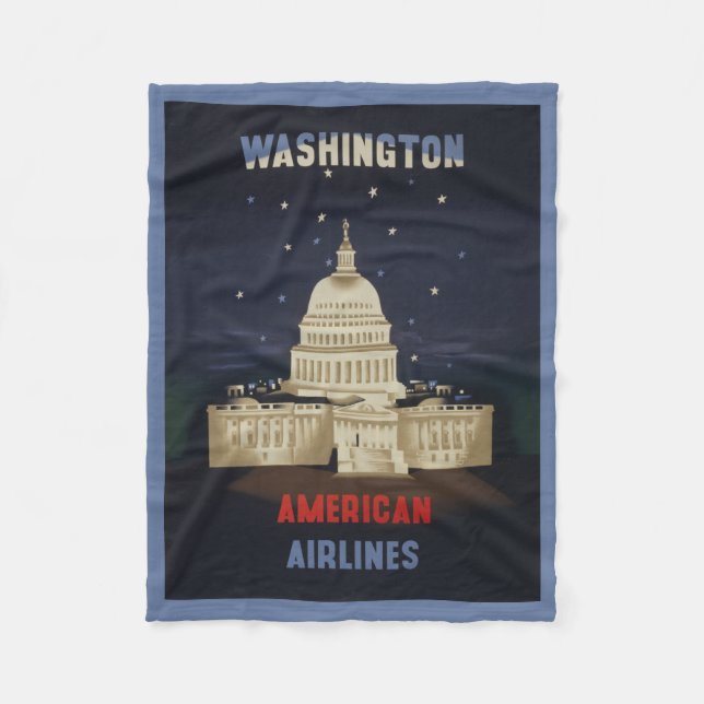 Couverture Polaire Poster Vintage voyage pour American Airlines (Devant)