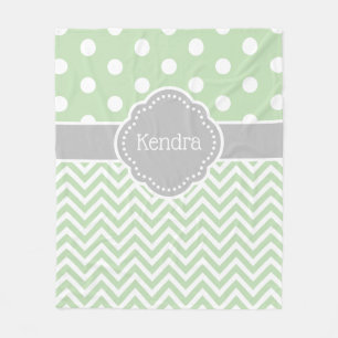 Couverture Polaire Pote vert et gris Pointe Chevron Monogramme
