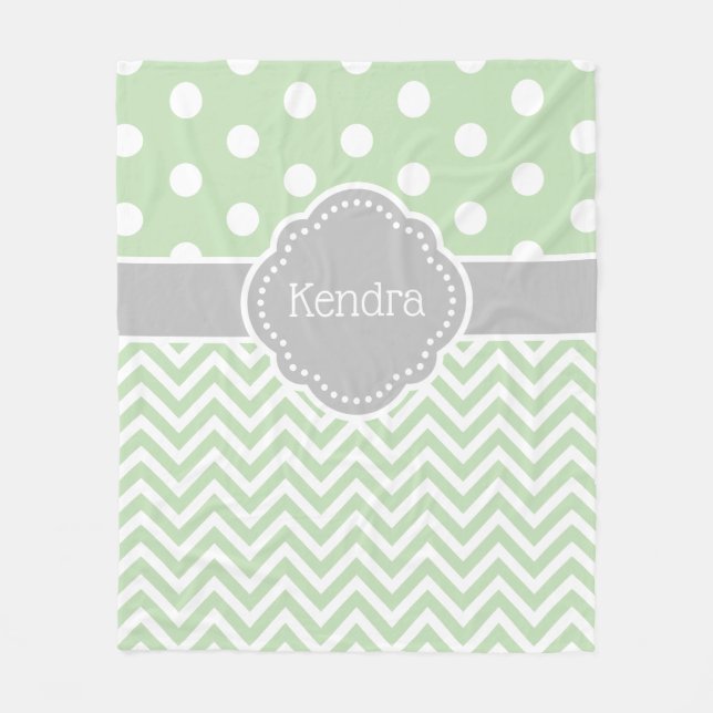 Couverture Polaire Pote vert et gris Pointe Chevron Monogramme (Devant)