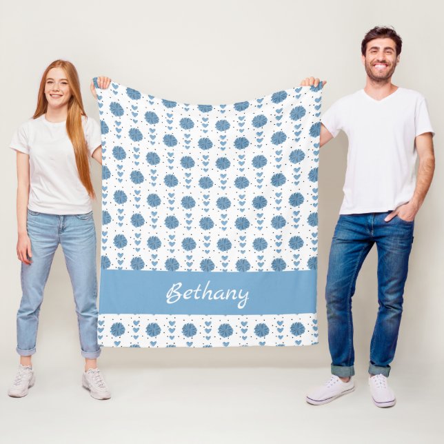 Couverture Polaire Poudre Bleu Pom-pom girl Pom Poms & Coeurs Motif (En situation)