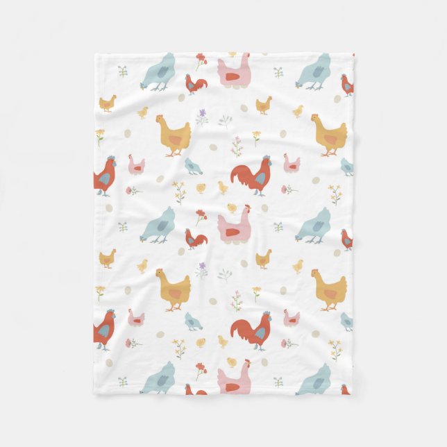 Couverture Polaire Poules mignonnes et poulets pour bébés (Devant)