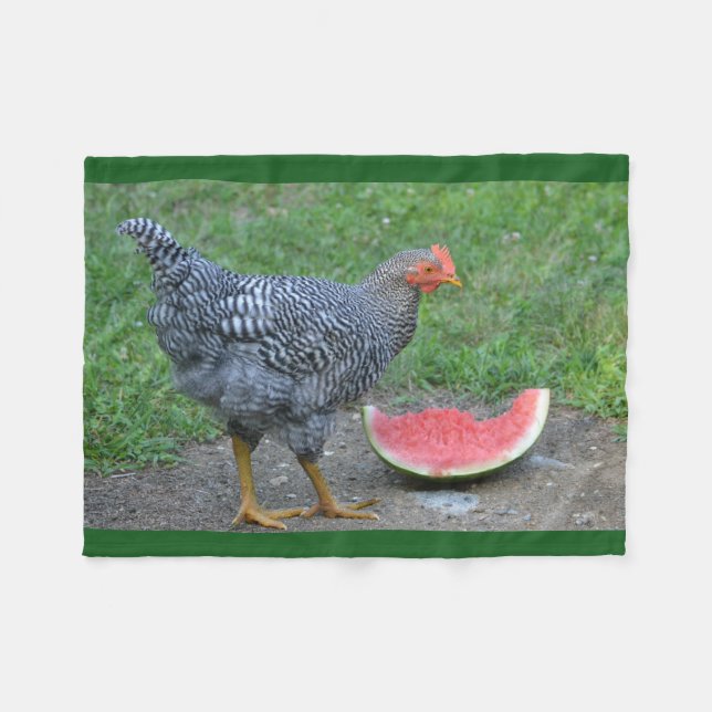 Couverture Polaire Poulet aime la pastèque (Devant (Horizontal))