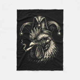Couverture Polaire Poulet drôle fumant une cigarette mème coq blague