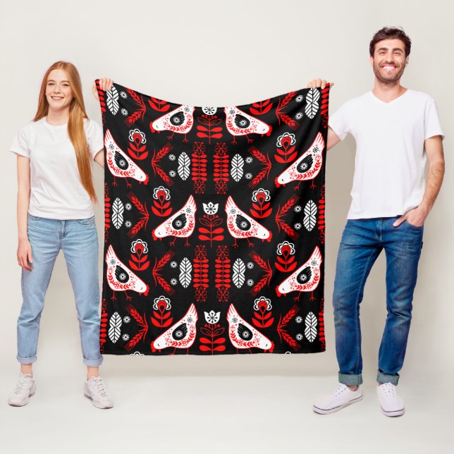 Couverture Polaire Poulet Hen Folk Art (En situation)
