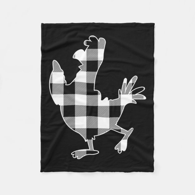 Couverture Polaire Poulet Noir &amp; Bison blanc Plaid Merry Chri (Devant)