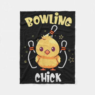 Couverture Polaire Poulette de bowling Athlète de poulet drôle Quille