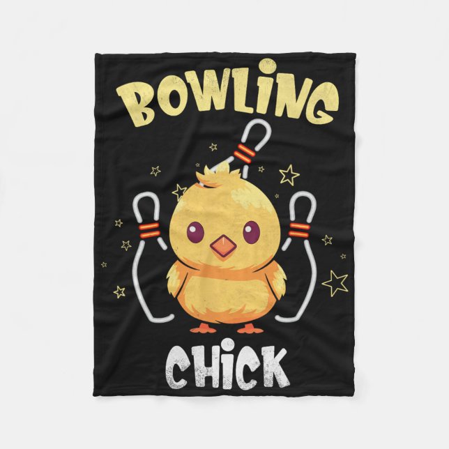 Couverture Polaire Poulette de bowling Athlète de poulet drôle Quille (Devant)