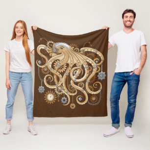 Couverture Polaire Poulpe Steampunk Rétro Fantastique Mécanique