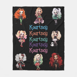 Couverture Polaire Poupée Fille Thème Halloween ÉpoUVantable avec Nom