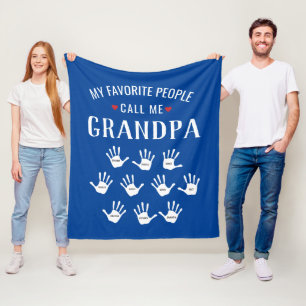 Couverture Polaire Pour Grand-père avec petits-enfants Nom personnal