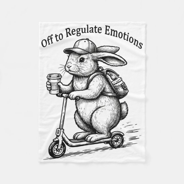 Couverture Polaire Pour réguler les émotions drôle de lapin Bunny Sco (Devant)
