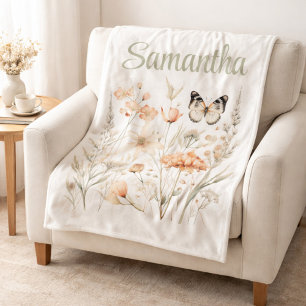 Couverture Polaire Pour son cottagecore de fleurs sauvages et de papi