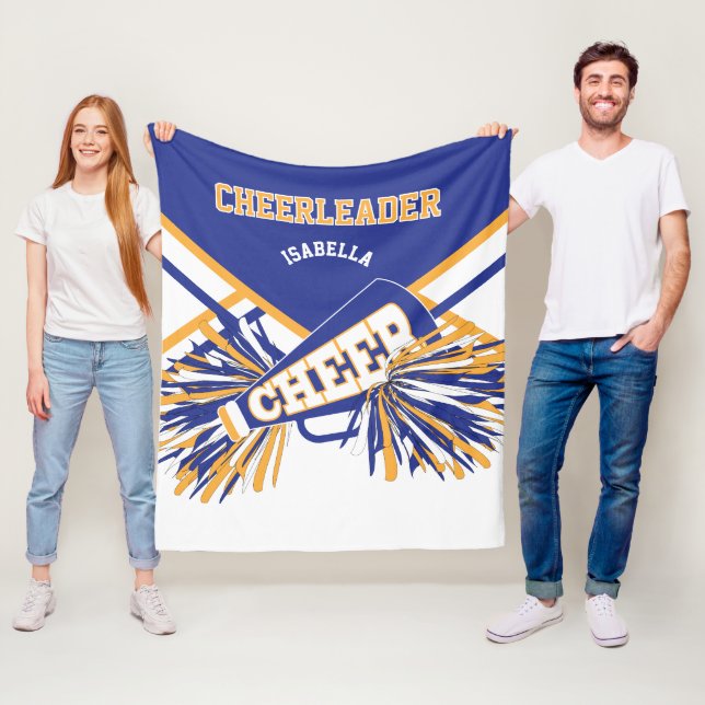Couverture Polaire Pour une Pom-Pom Girl 📣 - Bleu, Or & Blanc (En situation)