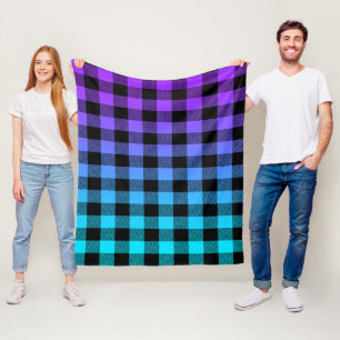 Couverture Polaire Pourpre noir de motif de plaid à l'ombre de