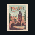 Couverture Polaire Prague République tchèque Travel Art Vintage<br><div class="desc">Design de voyage vectoriel rétro Prague. Prague,  capitale de la République tchèque,  est divisée par la rivière Vltava. Surnommée "la Ville des Cent Spires",  elle est connue pour son Carré de la Vieille Ville.</div>