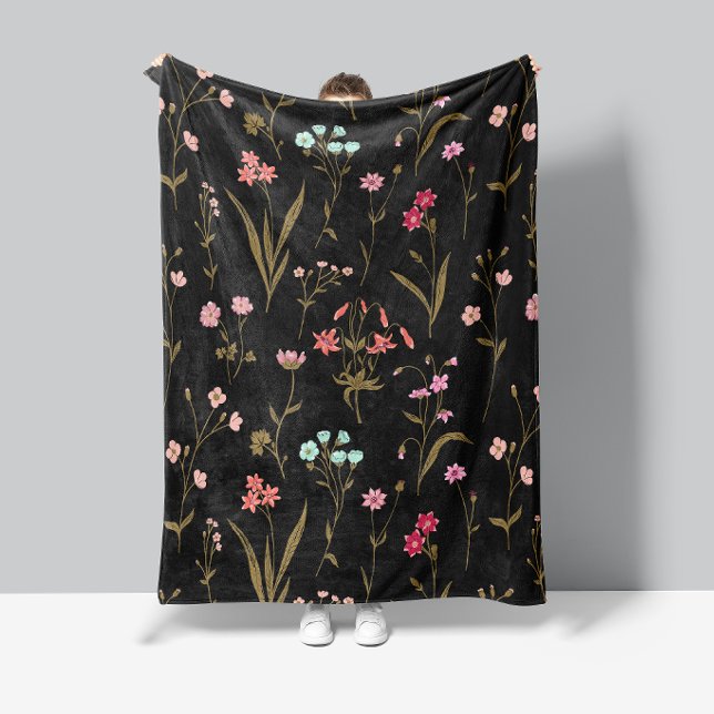 Couverture Polaire Prairie de fleurs sauvages rustique dessinée à la  (Créateur téléchargé)