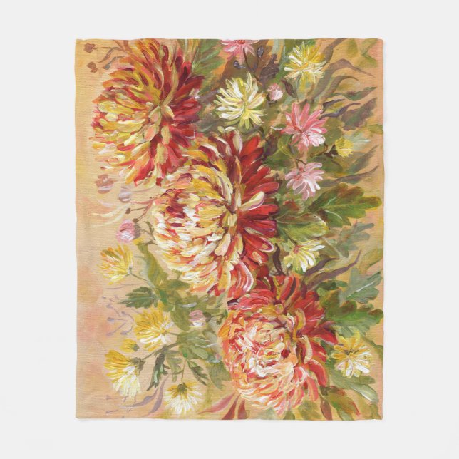 Couverture Polaire Pré de chrysanthème : Peinture à la main acrylique (Devant)