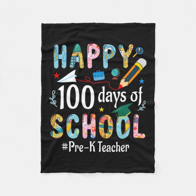 Couverture Polaire Pré-k Enseignant Amusant 100ème Jour De L'École (Devant)
