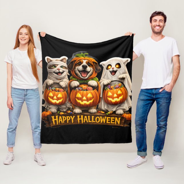 Couverture Polaire Pre-whimsical happy Halloween cozy fleece blanket (En situation)