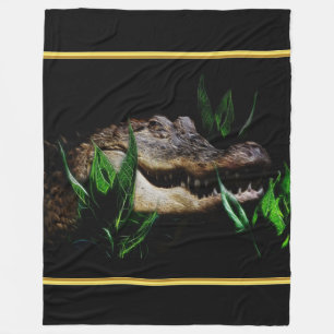 Couverture Polaire Prédateur de crocodile, tête avec texture de feuil