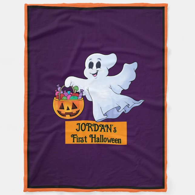 Couverture Polaire Premier Halloween du bébé Personnaliser Nom mignon (Créateur téléchargé)