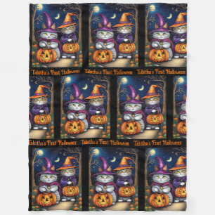 Couverture Polaire Premier Halloween mignonne sorcière Chat Ajouter u
